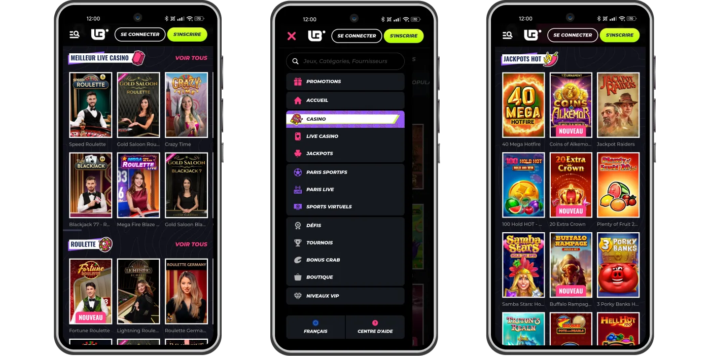 Fonctionnalités de la version mobile de Lunubet Casino